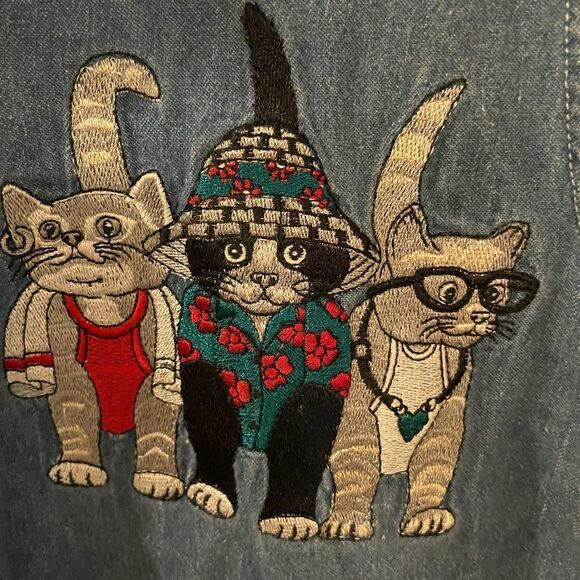 Unique Kitty Cat Top! Too Cute! Size Medium - Picture 5 of 6